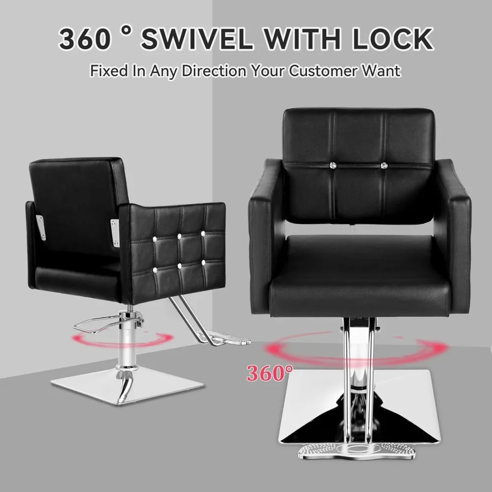 كرسي احترافي لتصفيف الشعر باللون الأسود لورشات الحلاقة والاستخدام المنزلي، يعمل بمضخة هيدروليكية، دوار 360 درجة لـ Beauty Brai