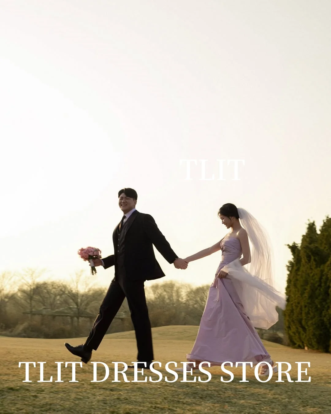 TLIT Elegant Light Purple Taffeta Evening Dress Korea Wedding Dress Photo Shoot Strapless Sleeveless  Formal Party Customized