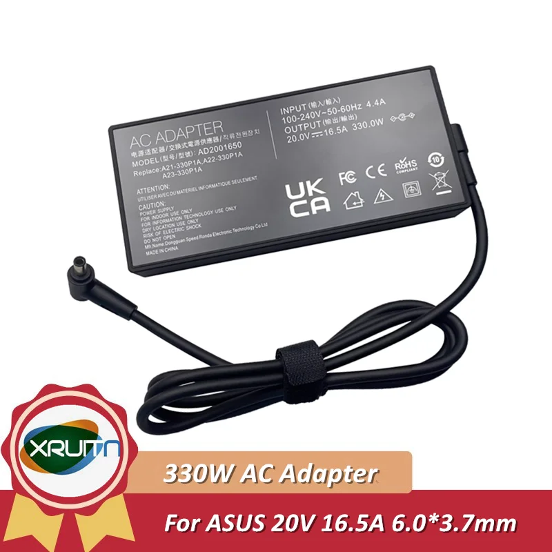 20V 16.5A 330W AC Adapter Laptop Charger for ASUS ROG Zephyrus Duo 16 2023 GX650PY Power Supply A21-330P1A  A22-330P1A A23-330P1