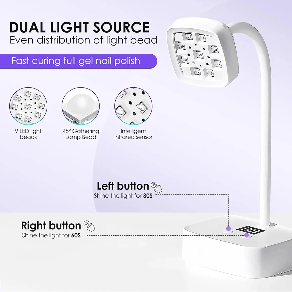 Mini Nageldroger UV LED Nagellamp Opvouwbare USB-uithardingslichten Lamp voor nagelgellak Sneldrogende Nail Art Droger Manicure Tool