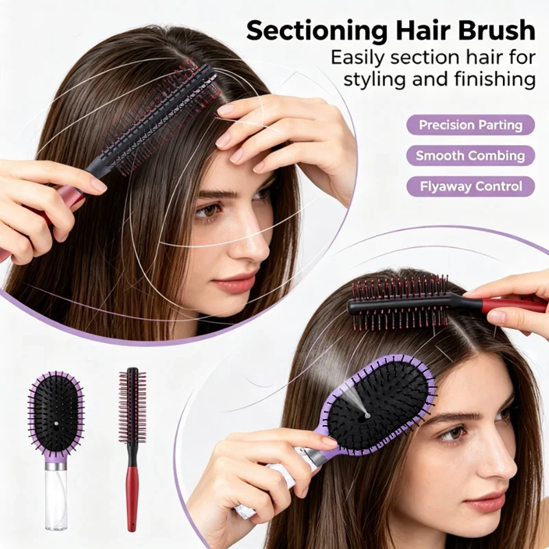 2-in-1 Sprüh-Luftkissen-Haarbürste Lockenroller Anti-Frizz Entwirrungs-Massage-Styling-Tool für trockenes, lockiges und krauses Haar – Detail 5