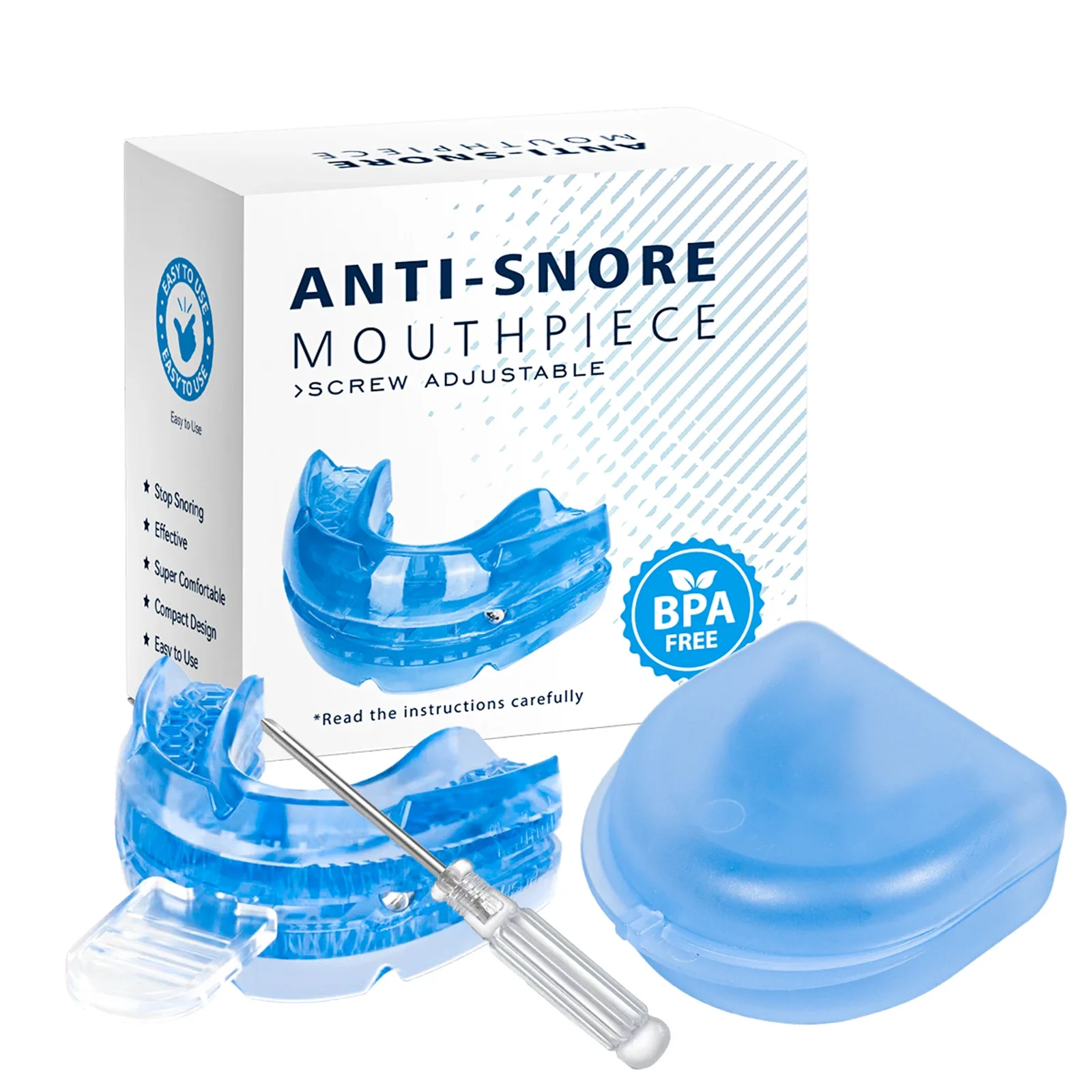 Guard Adjustable Anti Snoring Device Mouth Guard with Storage Case for Anti Teeth Grinding Ergonomic Design Non-Invasive