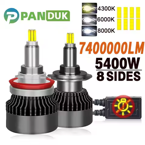 PANDUK H7 LED Canbus 360 H11 H1 H4 7400000LM 5400W Car Headlight Bulb HB3 HB4 HIR2 9005 H9 H8 Bi Led Projector Lamp 6000K 4300K