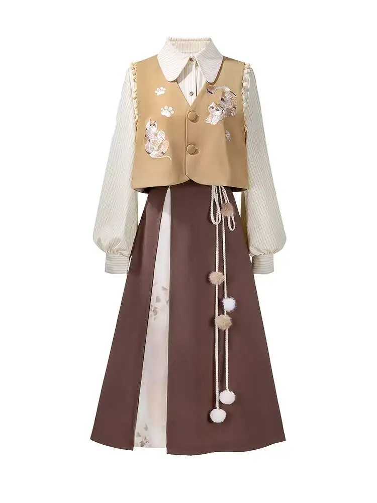 

Новое женское ханьфу в китайском стиле с элементами ханьской культуры, вышивкой, для фестивалей, карнавалов, Хэллоуина, косплея