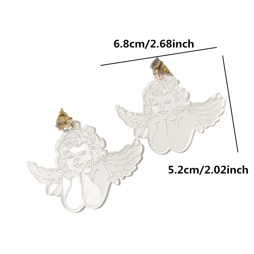 KUGUYS Oct. New Cupid Drop Earring for Women Trendy Jewelry Acrylic Clear Angel Earrings Fashion Accessories