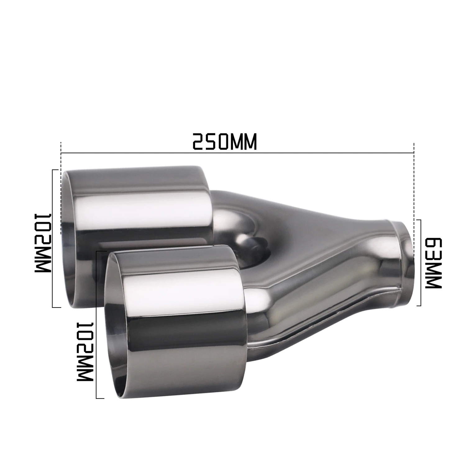 

Auto Car Exhaust Pipe Universal Throat Tail Stainless Steel 2.5" in R Shape 4" Exits Dual Exhaut Tip