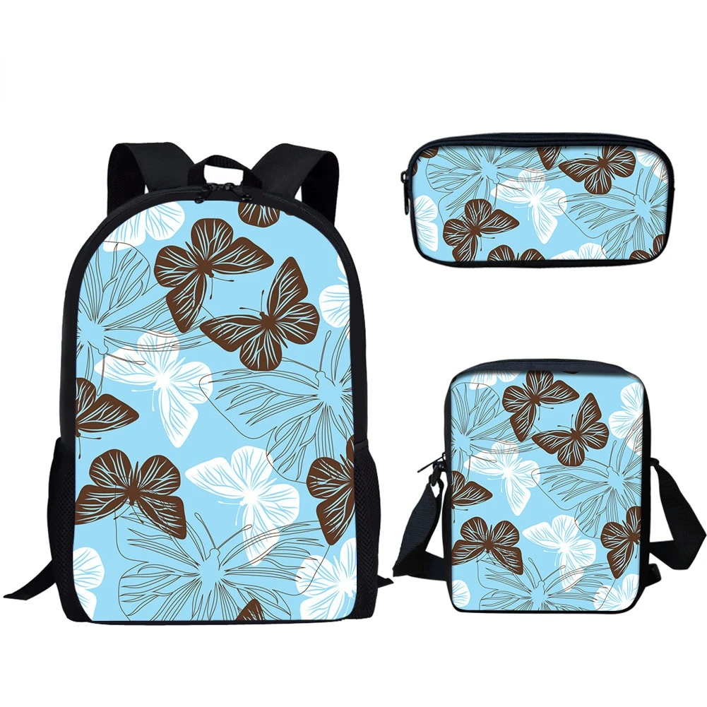 

Beautiful Pattern Schoolbags 3Pcs Set Backpack for Teen Girls Mini Messenger Bag and Penbog Casual Satchel