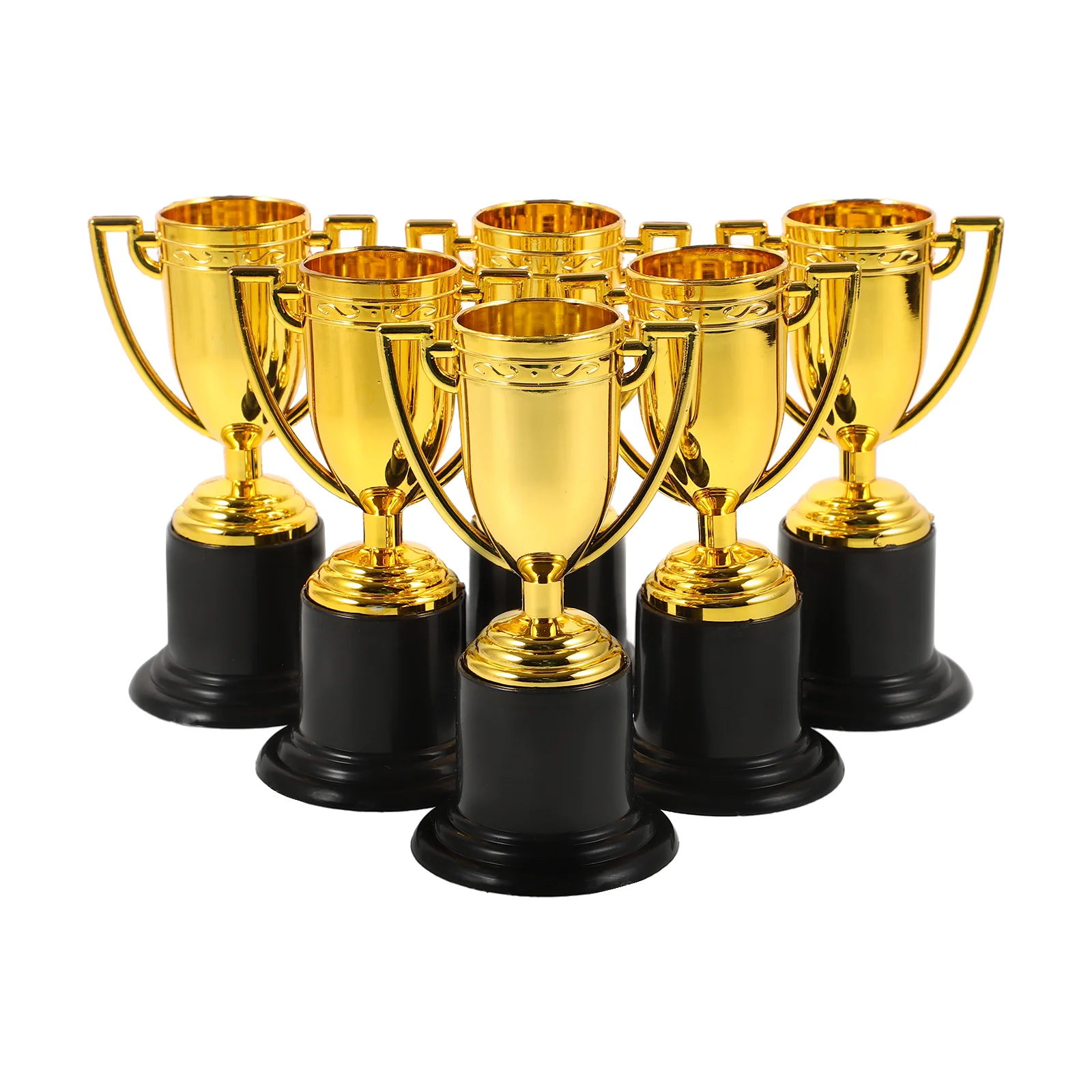 

6pcs 10cm Plastic Golden Trophy Student Sports Award Trophy Reward for Competitions (Golden) plastic award trophy