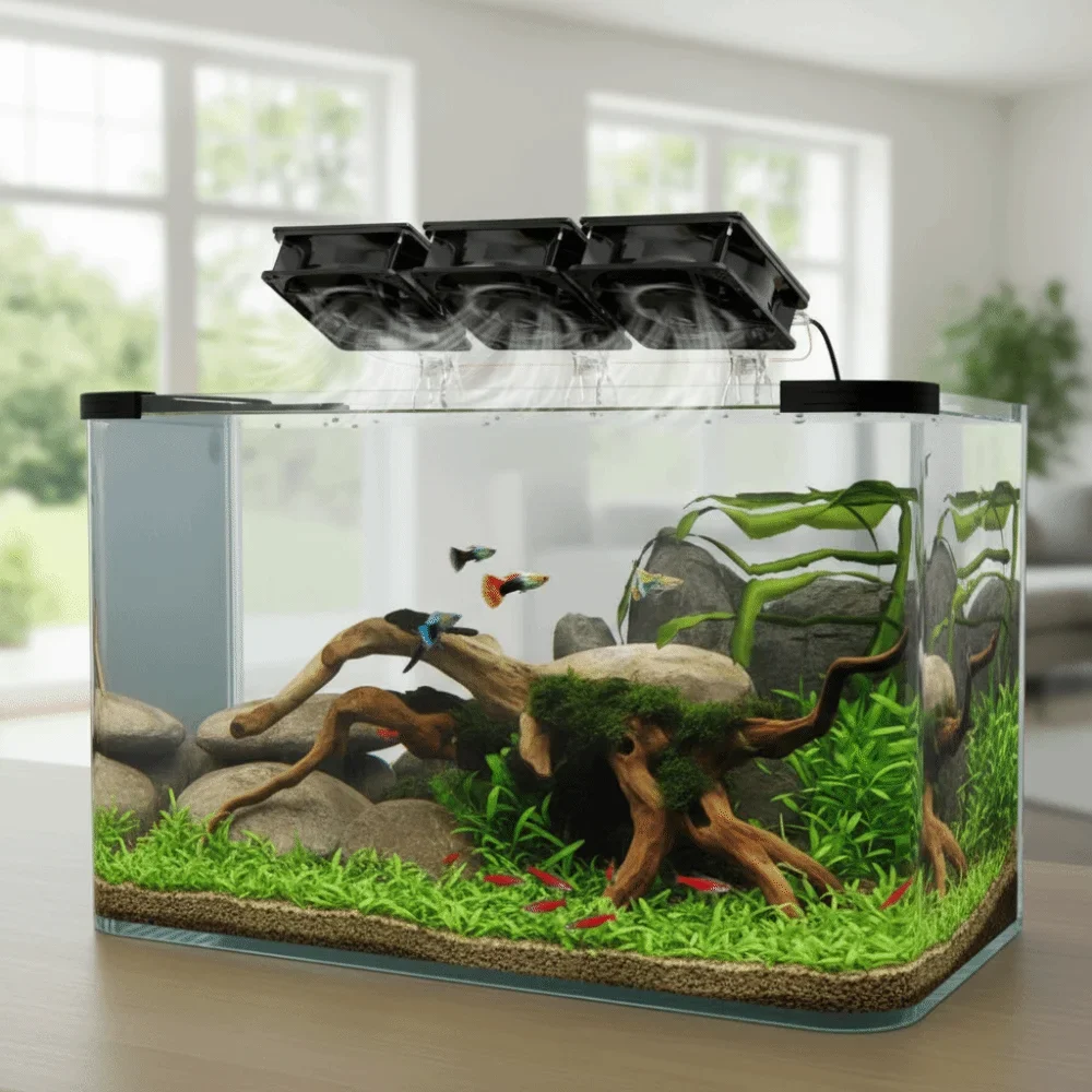 Adjustable Angle Aquarium Cooling Fan Variable Speed Fast Cooling Aquarium Chiller Fan USB Quiet Fish Tank Cooler Planted Tank