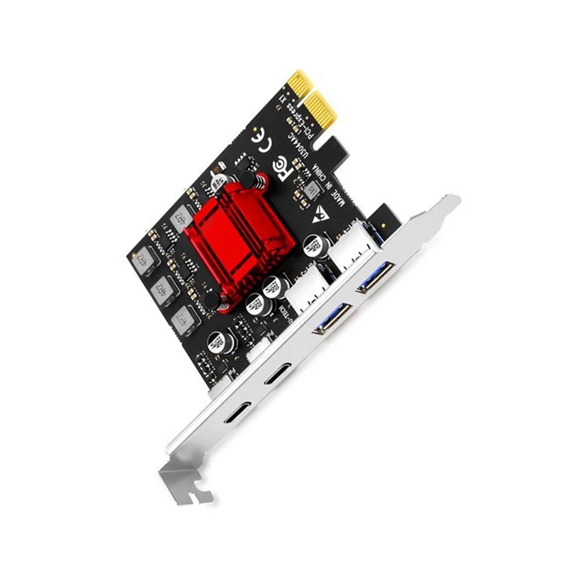 PCIE Expansion Card PCIE to 2 Port USB3.2 Gen1 Type-C + 2 Port USB3.2 Gen1 Type-A Expansion Card Adapter for Desktop PC-ABHG