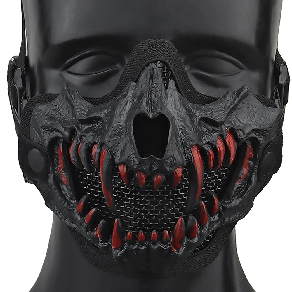 قناع نصف وجه قابل للتعديل، قناع وجه تكتيكي سفلي شبكي من الفولاذ للصيد، أقنعة تنكرية للحفلات التنكرية