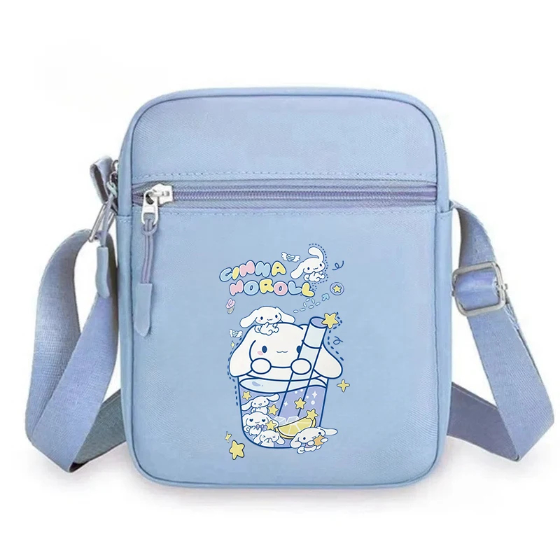 Cinnamoroll 만화 애니메이션 캐주얼 어깨 메신저 가방 Kawaii 소녀 소년 일일 여행 휴대용 동전 키 은행 카드 보관 주머니