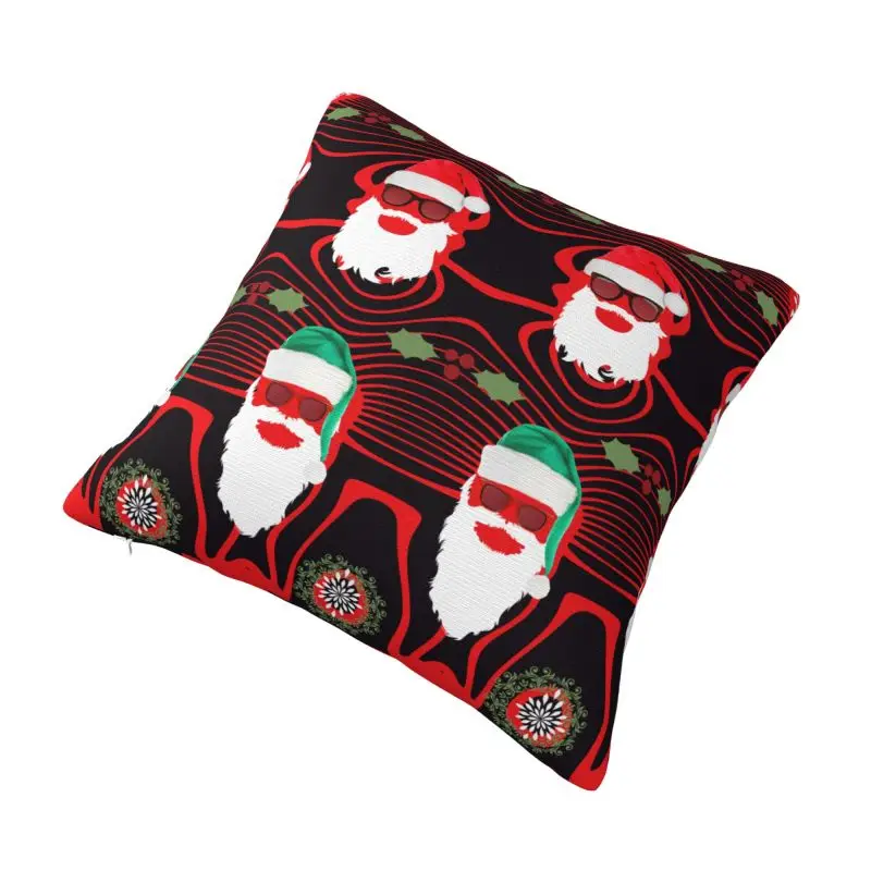 Custom Santa Claus With Sunglasses Christmas Holiday Gifts Pillow Case 40x40cm Cushion Cover Decoration Salon Square Pillowcase