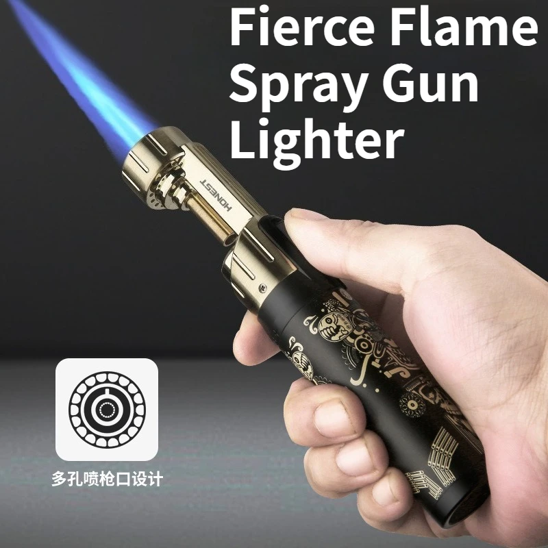 

New Creative Porous Design Metal Spray Gun Lighter Blue Flame High Power Lighter Men's Gift