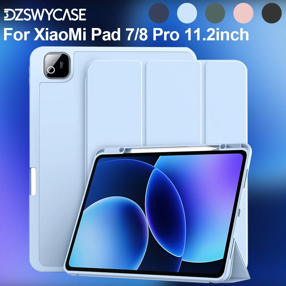

Case for XiaoMi Pad 7/8 11.2 inch, for MiPad Pro 7/8 11.2, Soft TPU Back Cover, Protective with Pencil Holder, Auto Wake/Sleep