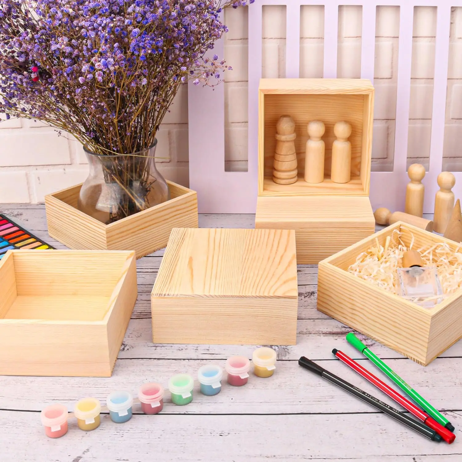 Minimalist Wooden Desktop Storage Box Open-Top Uncovered Jewelry Organizer Case for Sundry Essentials