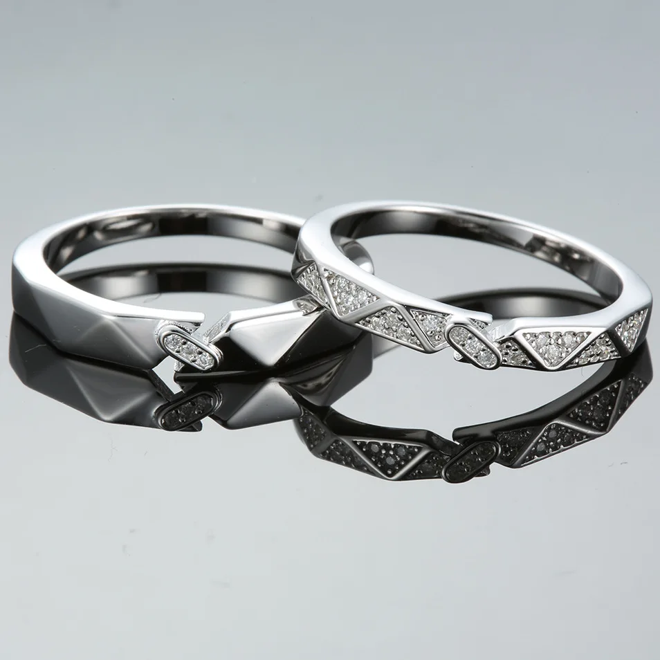 

18K white gold moissanite one carat couple ring female platinum PT950 pair ring proposal birthday gift