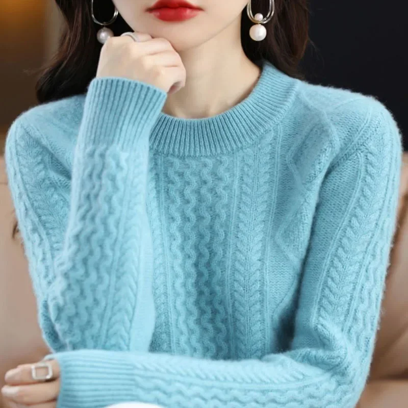 Sweaters Women's Knit Tops 2024 Autumn Cashmere Knitted Jacquard Splicing Knitwears Jerseys Skinny Warm Pullover Sweater Woman