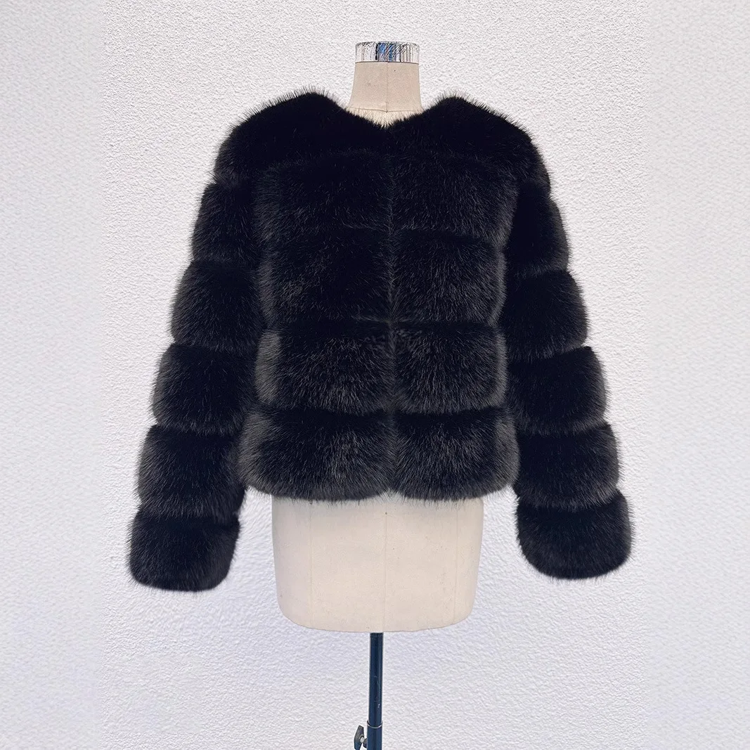 

2026 Women's Fashion Faux Fur Coat Super Autumn Winter Women Short Faux Fox Fur Fluffy Jacket High Quality Ladies Furry Coats