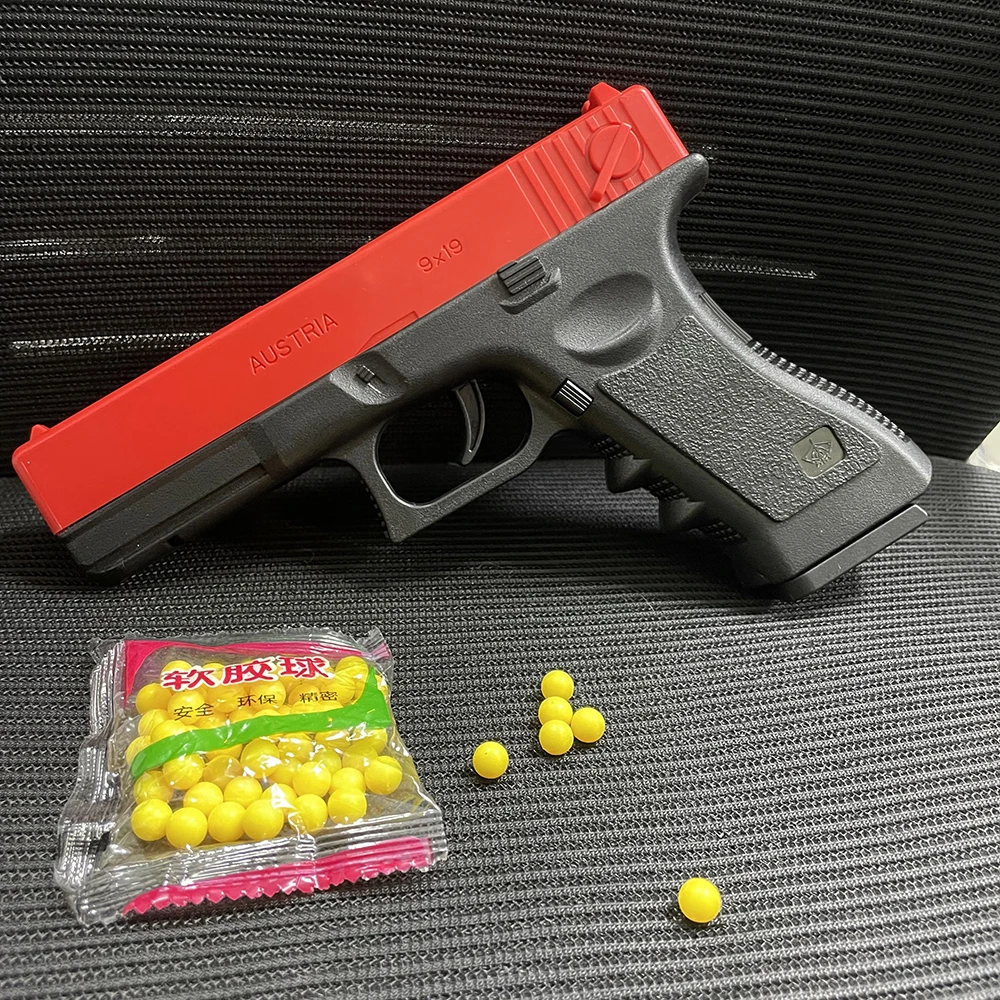 Manual G17 Gel Toy Gun With Laser Soft Bullet Airsoft Pistol Outdoor Sports CS Game Weapon for Children Gift