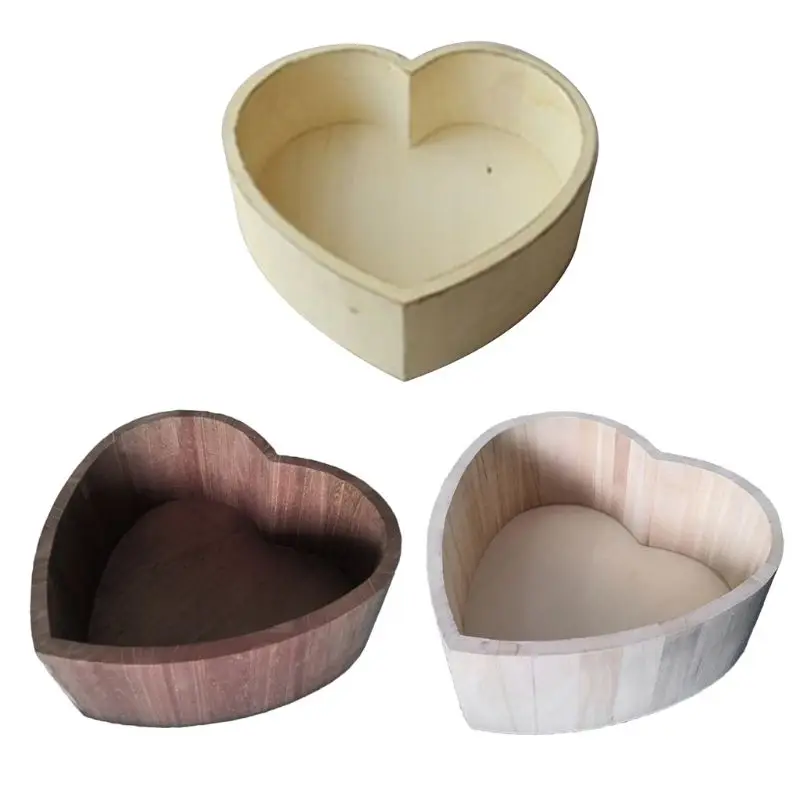 Newborn Photography Props Vintage Wooden Basin Full Moon Heart Shape Box Newborn Infants Take Photo Posing Shooting Accessories