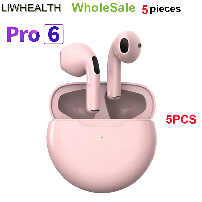 

Wholesale 5 Pieces Audifonos BT Inalambrico Wireless Bluetooth Headset PRO 6 TWS Earphone Headphone For Lenovo Oppo IOS