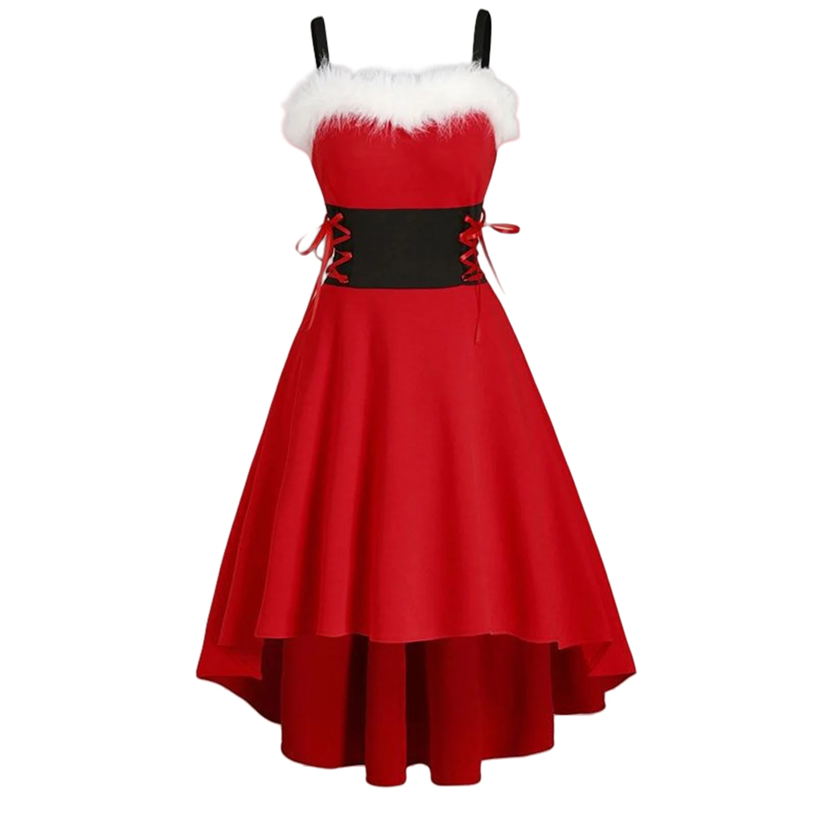 Disfraz de Navidad, vestido Irregular, traje de Navidad para mujer, Papá Noel, tema de Navidad, traje de Cosplay, cinturón, vestido de Navidad elegante