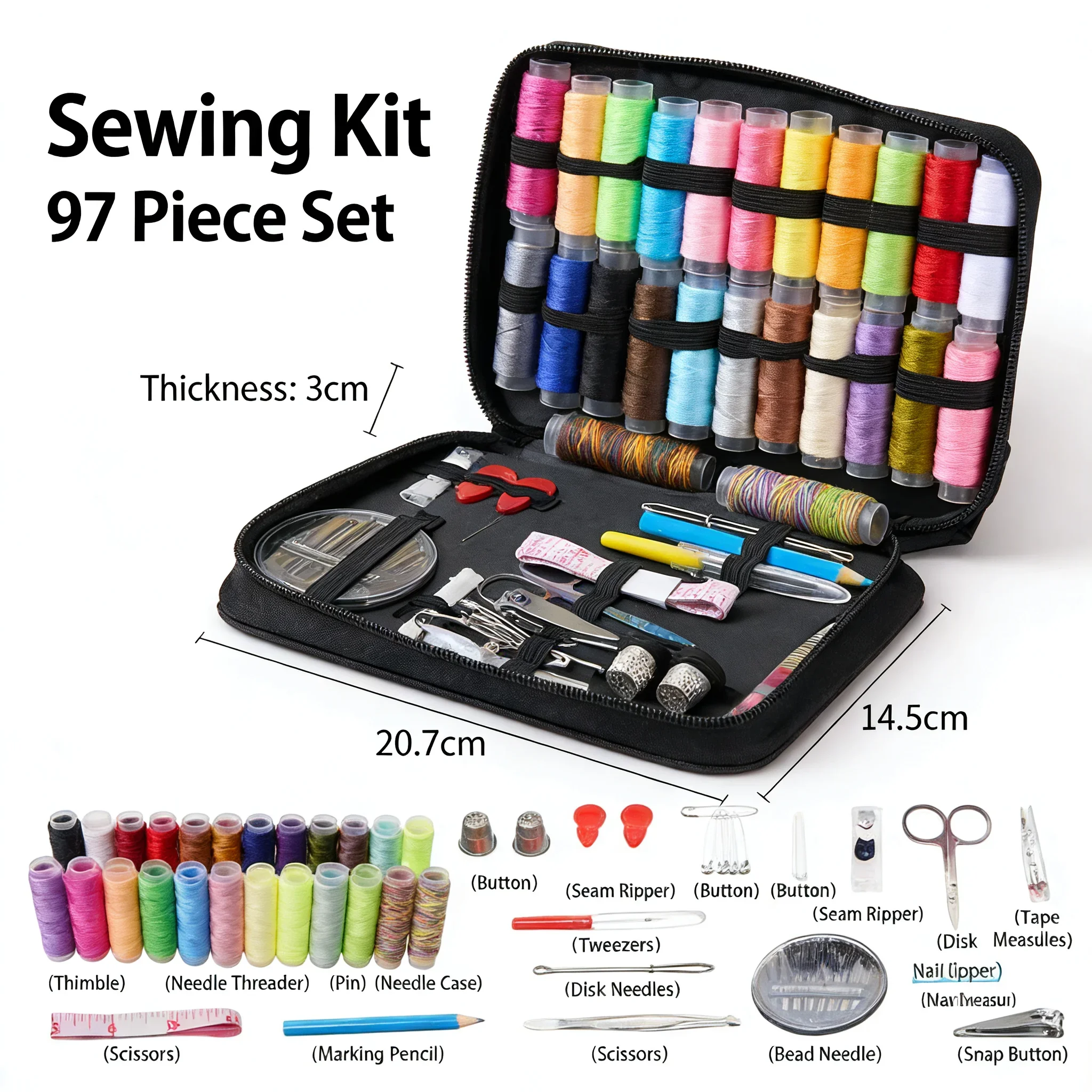 

Full Sewing Kit,Large Capacity,Cloth Repair,Portable Design,For Household Use