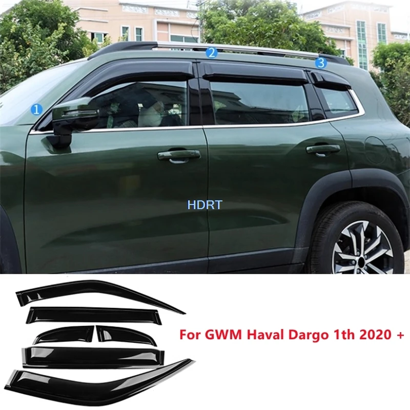 

Fit For GWM Haval Dargo 1th 2020 + Car Styling Window Visor Shelter Sun Rain Eyebrow Weather Shield Deflector Cover Accessories