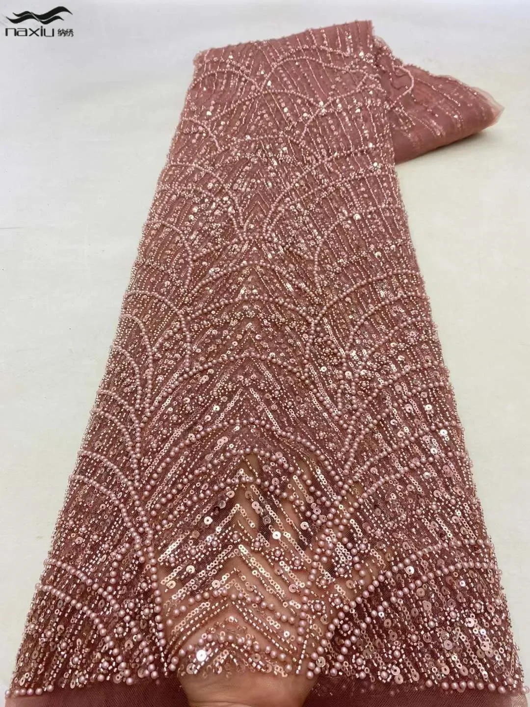

Madison African Sequins Beaded Groom Lace Fabric High Quality French Tulle Lace Fabric 2026 Embroidery Nigerian Lace Fabrics