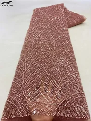 Madison African Sequins Beaded Groom Lace Fabric High Quality French Tulle Lace Fabric 2026 Embroidery Nigerian Lace Fabrics