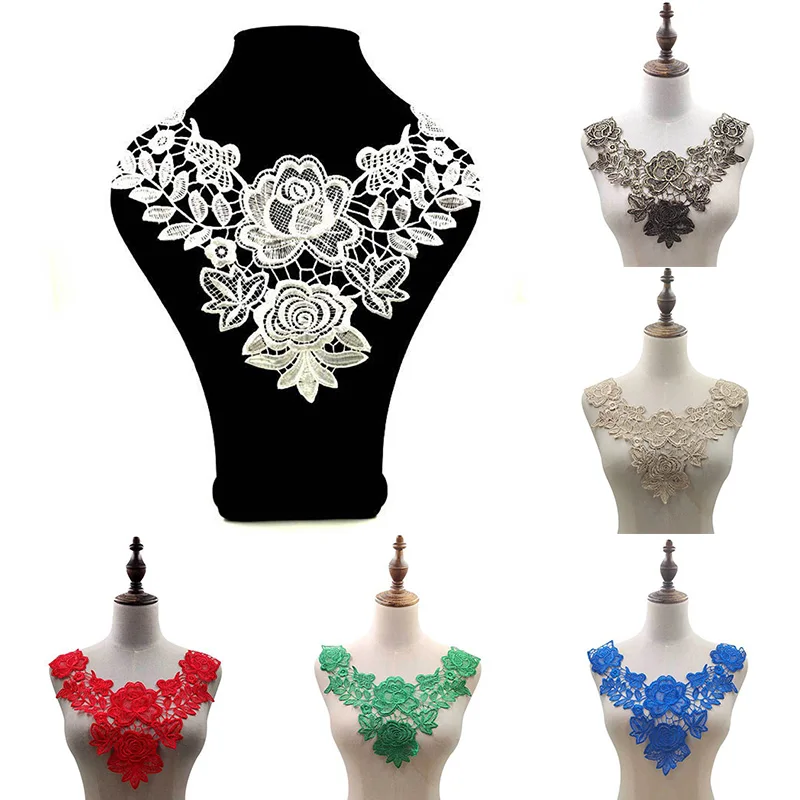 Lace Hollow Embroidered Collar Fake Collar Lace Flower Corsage Embroidered Collar Hollow Three-dimensional Decor Sewing Supplies