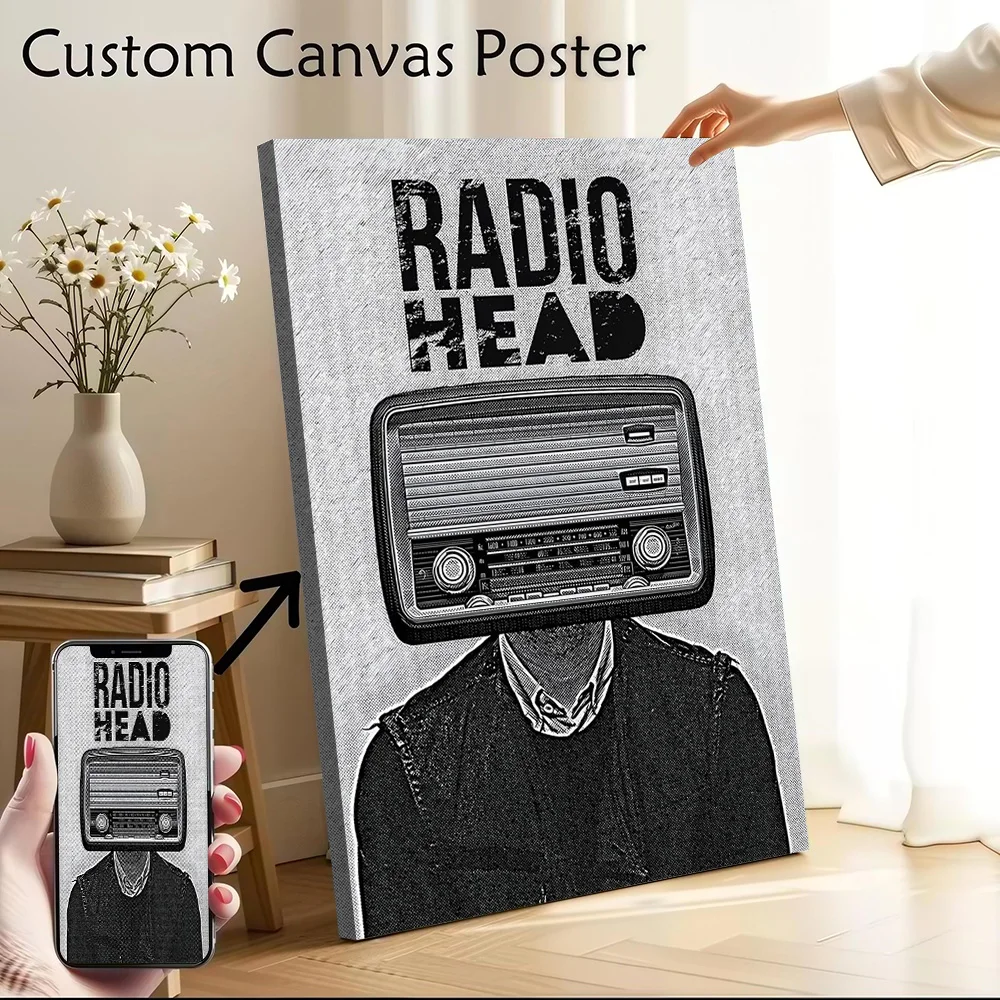 Radiohead Radio Head Canvas Poster Customizable Printed Canvas Painting Wall Art for Fans Gaming Room Decoration Aesthetic Home
