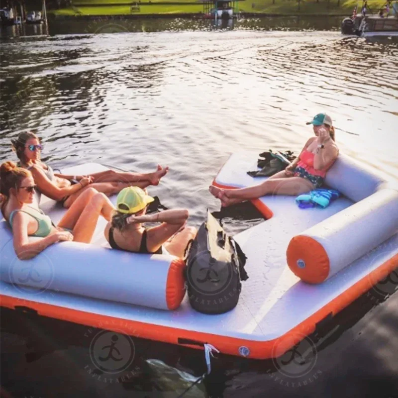Inflatable buoyancy platform swimming water island jet boat dock mat material leisure