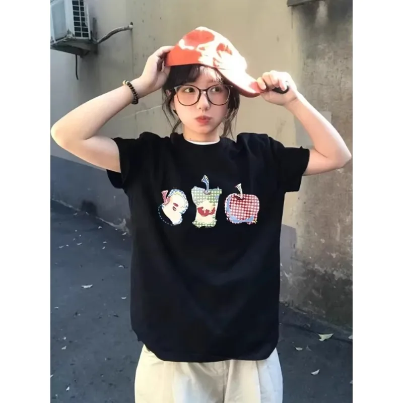 

Женские летние новые футболки с принтом в американском стиле Харадзюку, эстетичная винтажная летняя уличная одежда Y2K