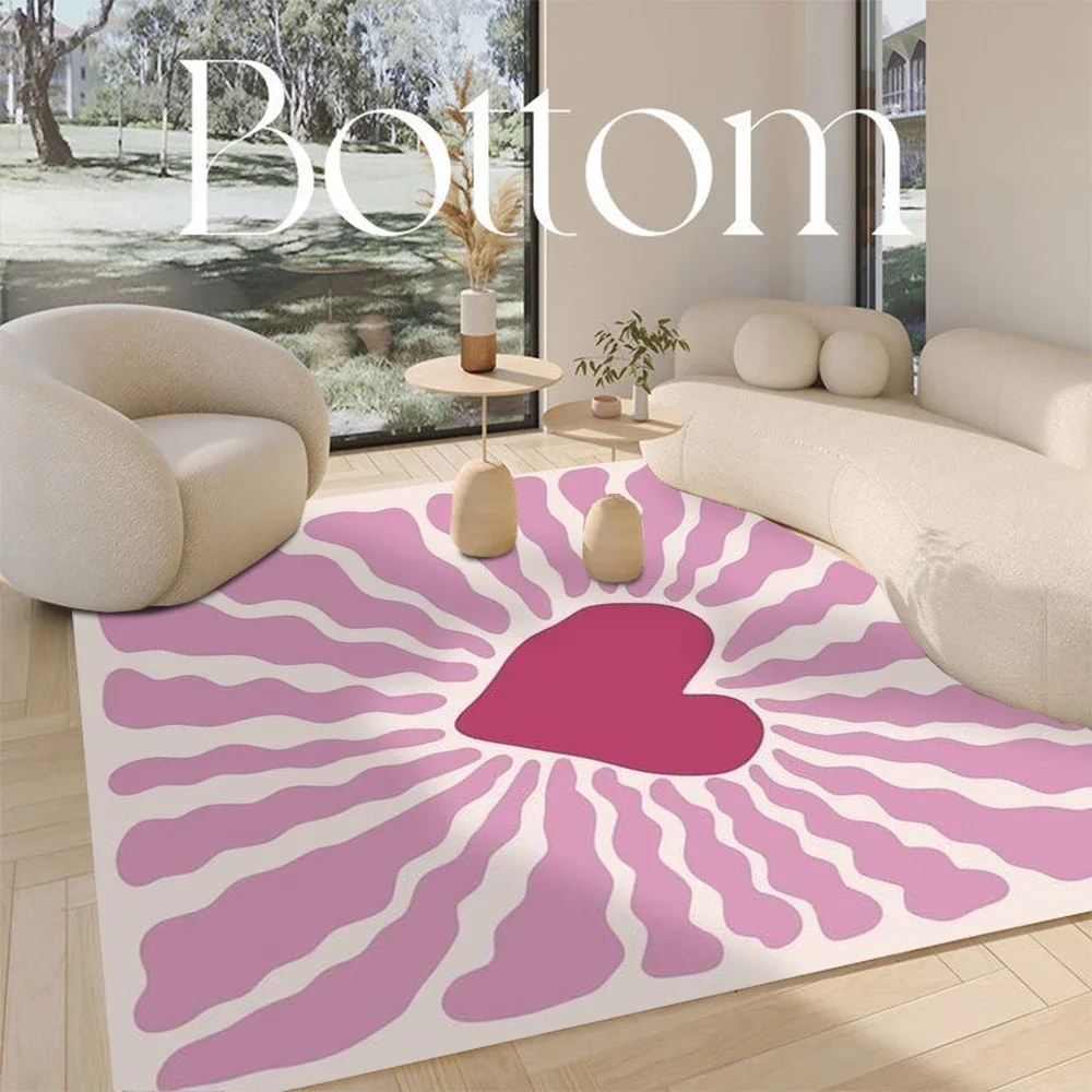 Romantic Love Pattern Carpet Modern Y2K Rug Trendy Rug Non Slip Floor Mat Valentine's Day Funky Retro Danish Pastel Decor Rug