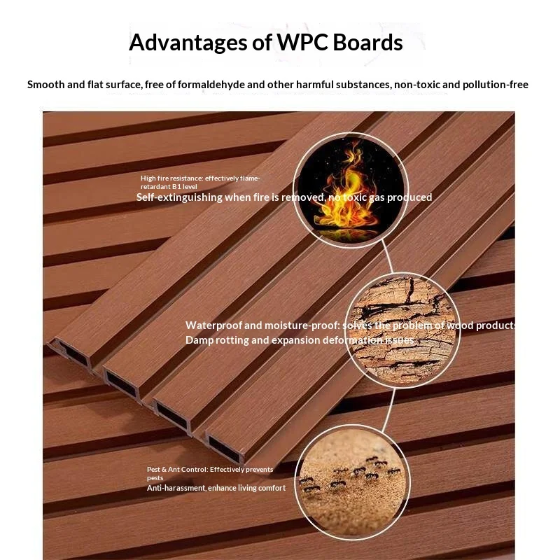 Outdoor wall panels, WPC moisture-proof, courtyard terrace outdoor wood-plastic fence panels, wall and ceiling panels.