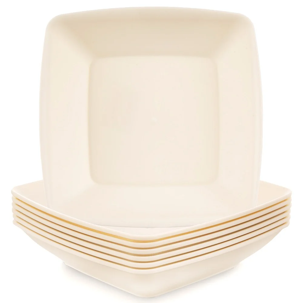 SANDY Diep Plastic Crèmekleurige Dinerborden 17,5 cm, 500 ml 6 stuks