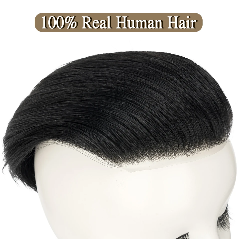 S-noilite 30g Men Toupee Pompadour Hairstyle Wig Natural Hair Human Male Replacement System PU Hairpiece Invisible Extensions