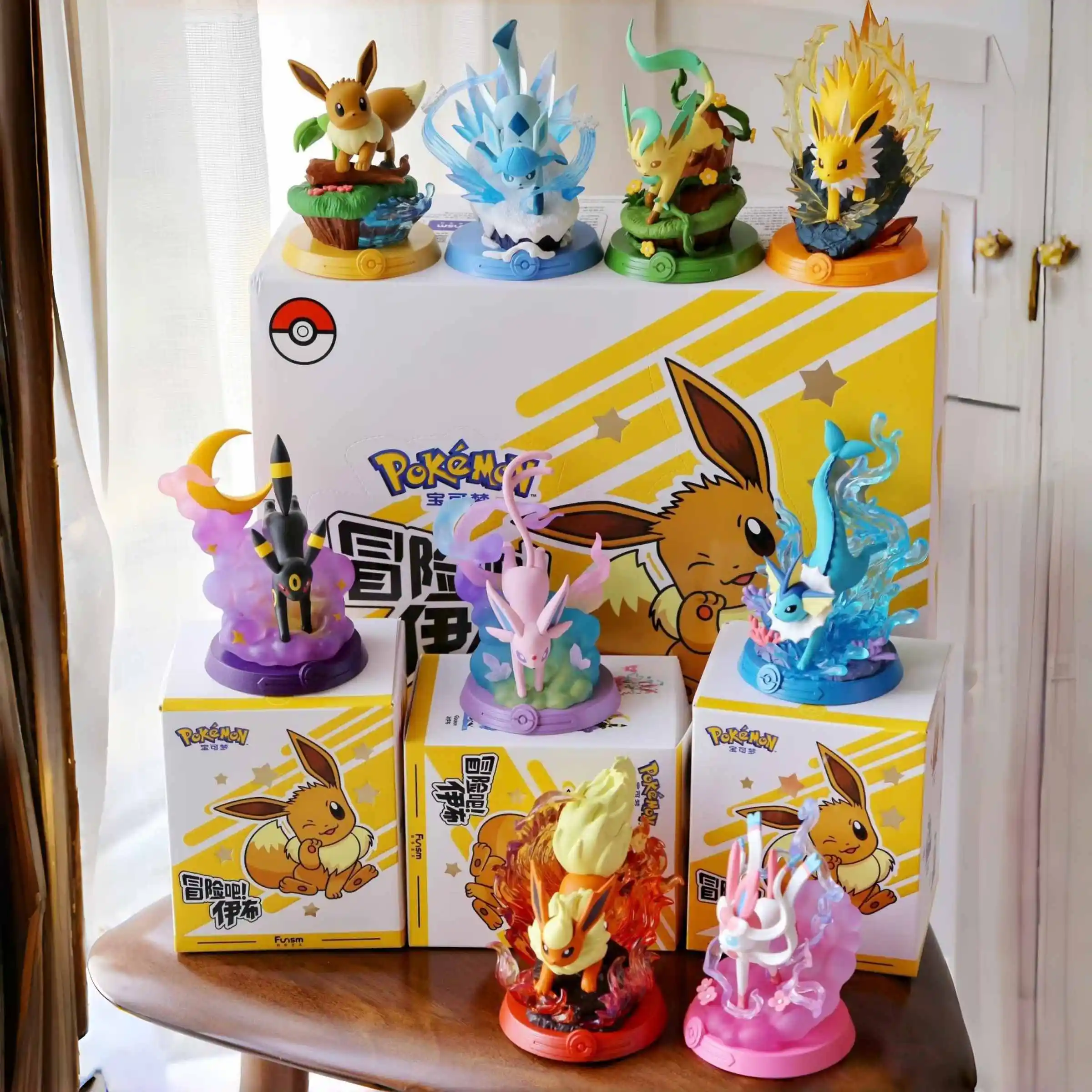 高品質の本物のファンイズムポケモン、リスクを取ろう！-イーブイシリーズ-トレンド-ブラインドボックス-おもちゃ-pvc製-コレクタブル-フィギュア-モデル玩具-ギフト