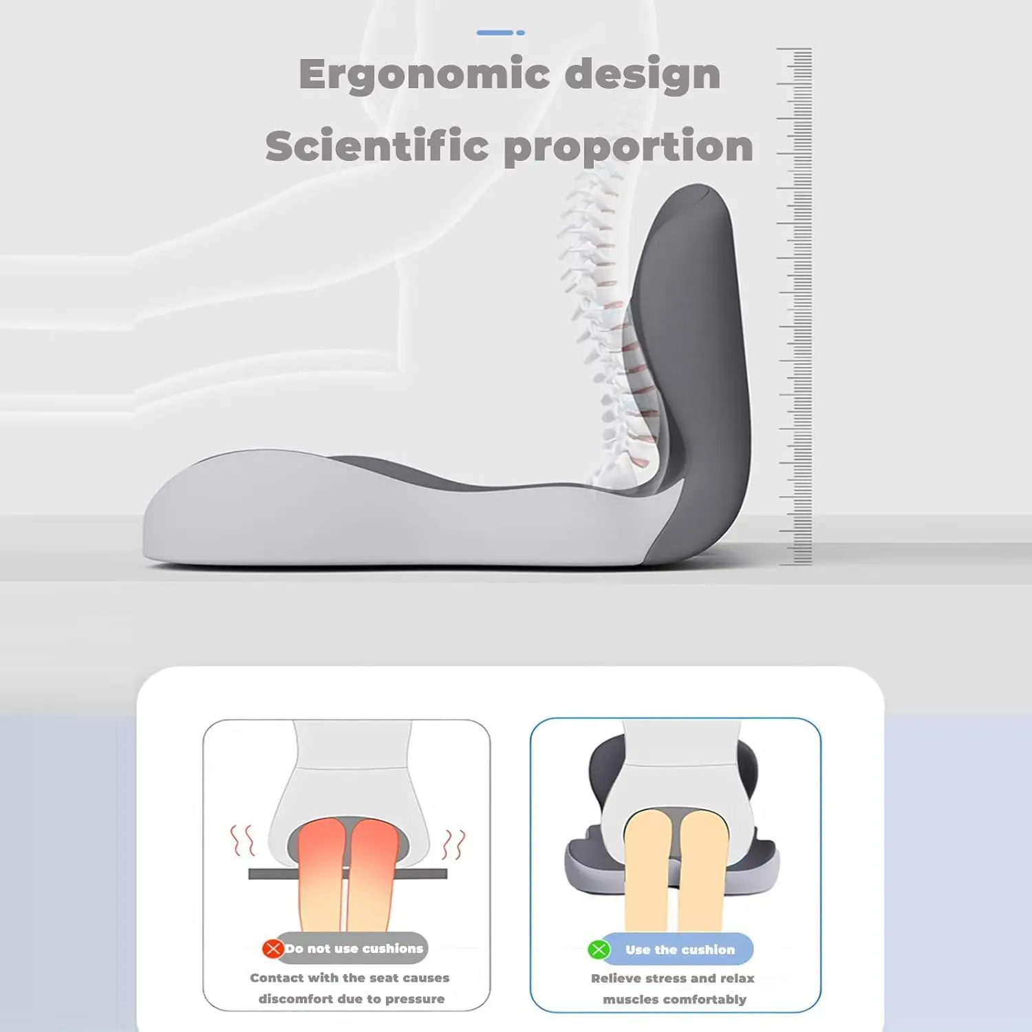 Solvath Ergonomic Seat Cushion with Backrest Soft Supportive Washable Office Chair Pad for Hip Waist Comfort Ideal for Long Sitt