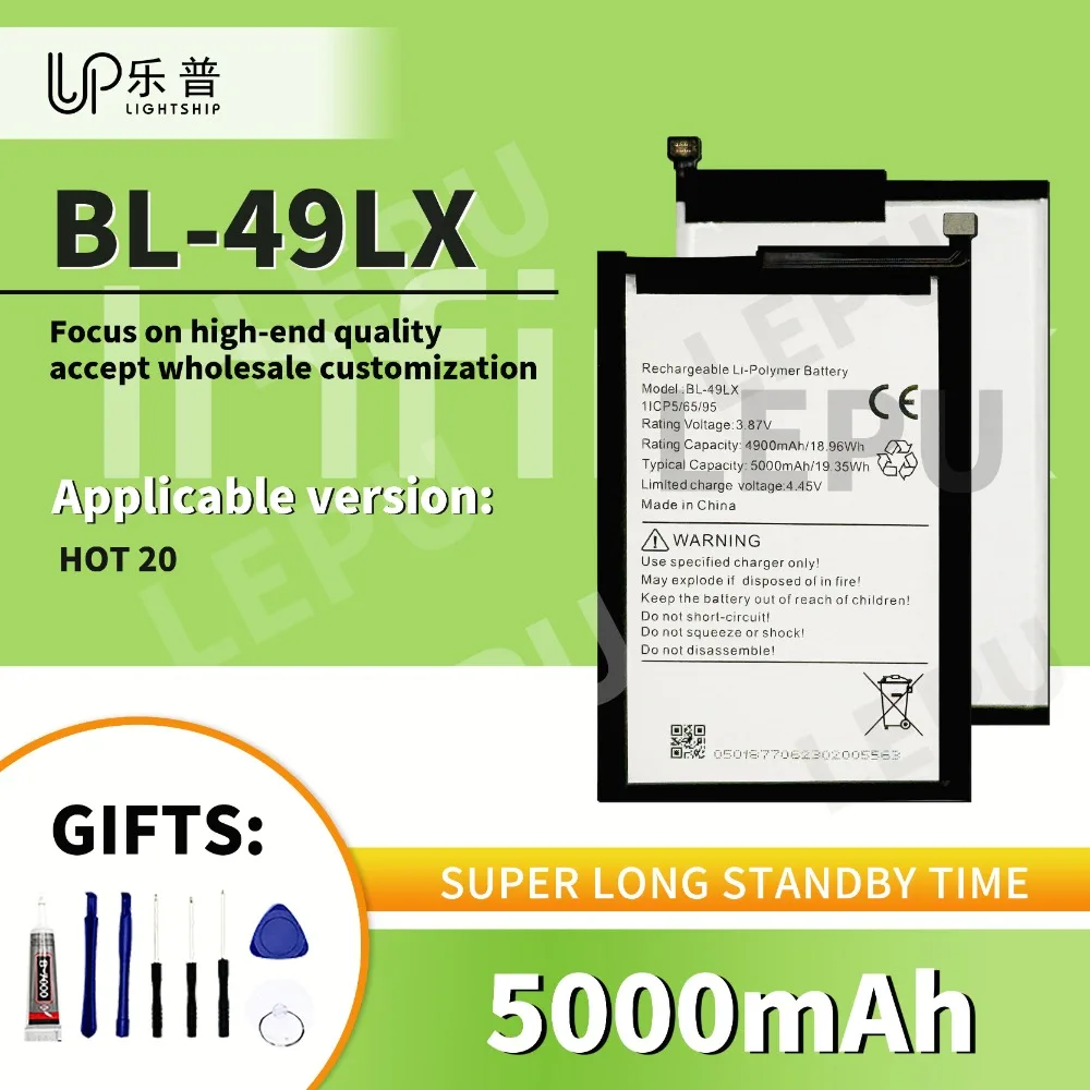 

INFINIX HOT 20 Phone Battery BL-49LX with Free Tools BL-49LX Replacement Battery 5000mAh for INFINIX HOT 20 Battery Original