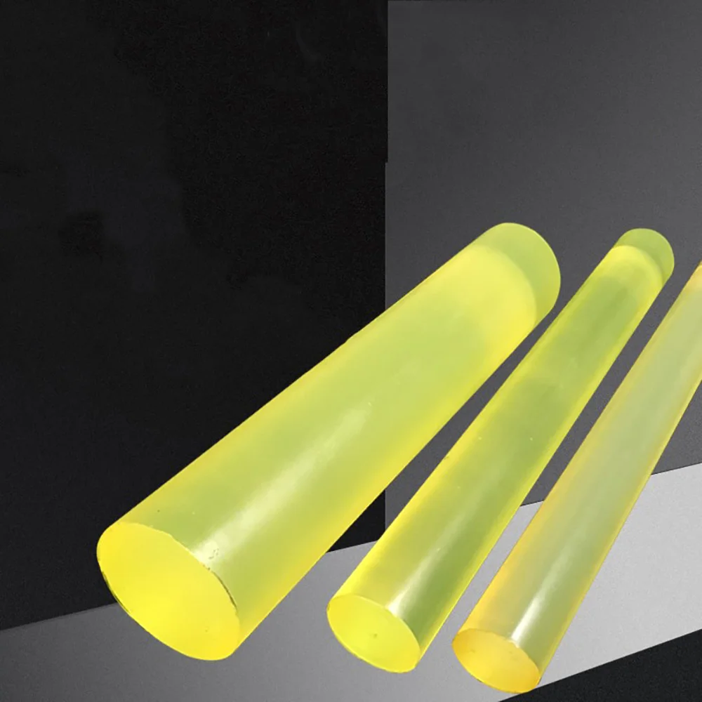 500mm Length PU Polyurethane Round Rod 20-40mm OD Yellow Elastic Nylon Rod Abrasion Pressure Resistant For Machinery Spare Parts