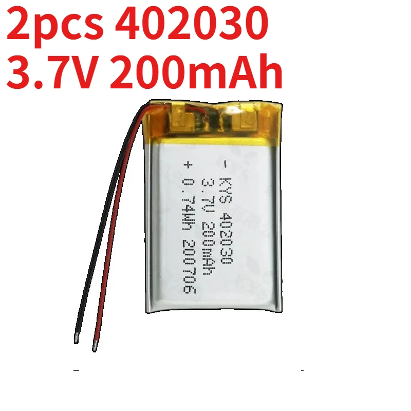 2pcs 402030 3.7V 200mAh Polymer Battery for Smart Bracelet Voice Recorder GPS Tablet PC Pet Training Tool Webcam Batteries