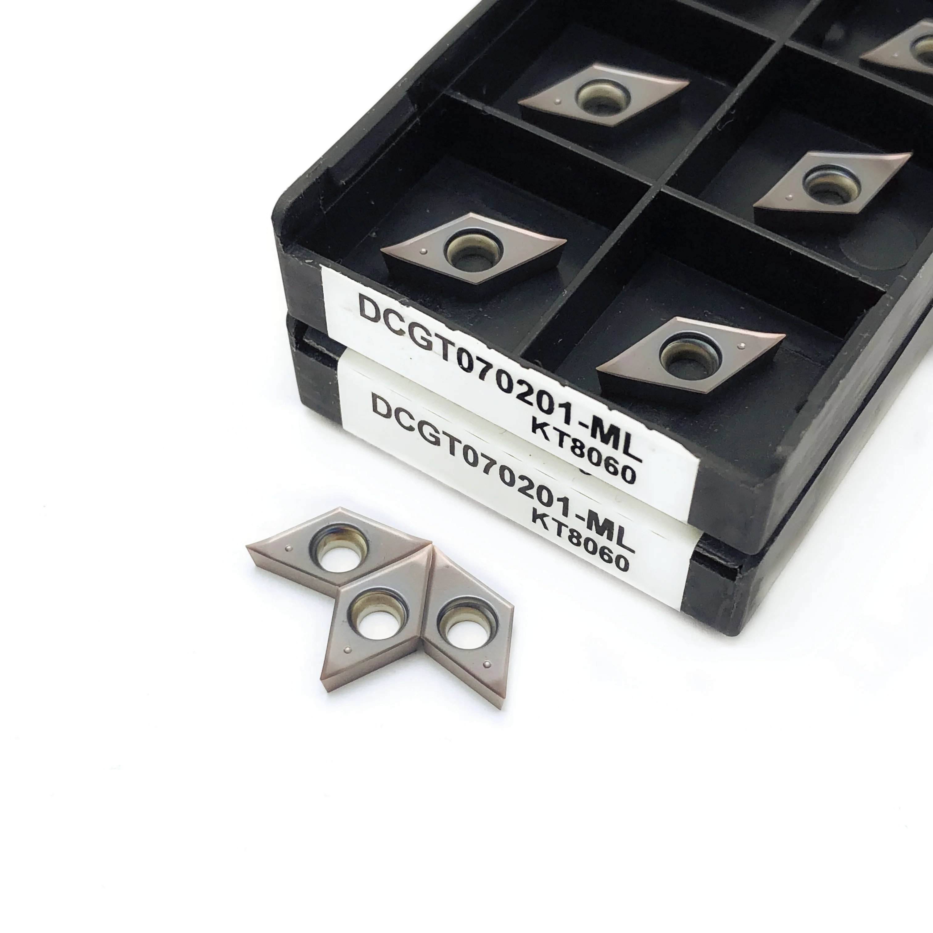 Alta Qualidade CNC Torno Cortador Lâminas, Ferramentas de Torneamento, DCGT070201, DCGT070202, DCGT070204-ML, KT8060, DCGT070201, 02BL, 10Pcs