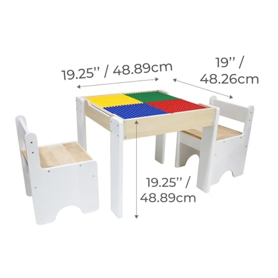 Teamson 3-pc. Multi-Activity Table with Reversible Tabletop with Storage Space and Chairs