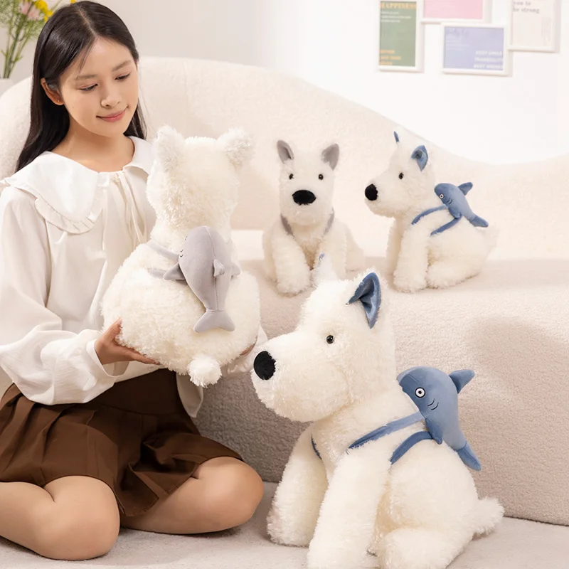 Perro de peluche Kawaii con bolsa de tiburón, muñeco de peluche de 28-45cm, el mejor regalo para niñas, niños y niños, decoración del hogar