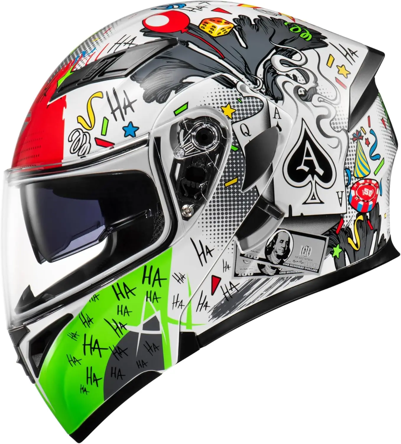 

Motorcycle Dual Visor Flip up Modular Full Face Helmet with DOT Certification of Impressionism