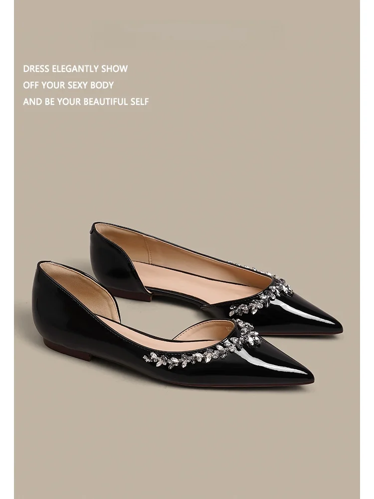 fengmi-black-commuter-professional-flat-shoes-women's-spring-autumn-shiny-leather-soft-bottom-side-diamond-single-shoes