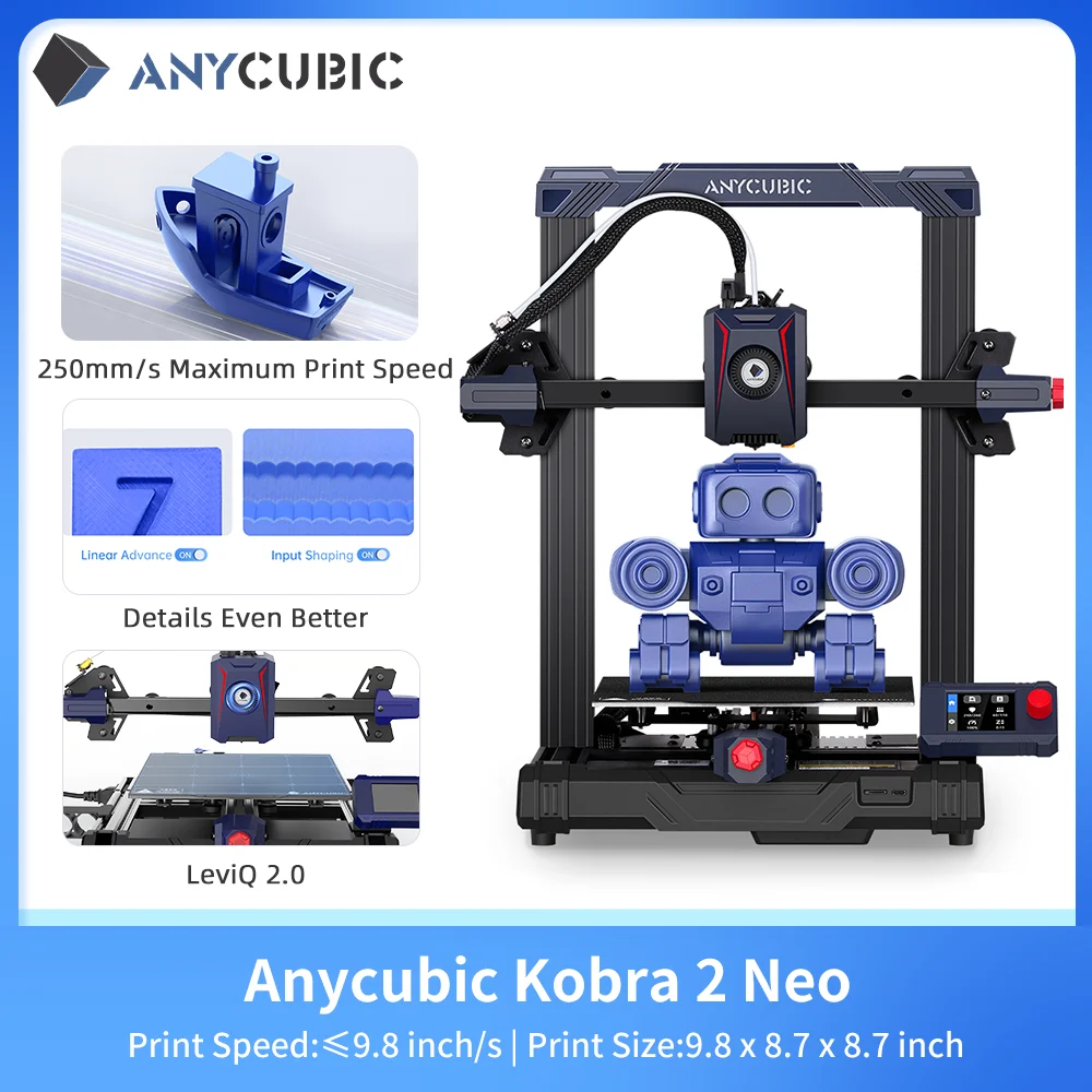 ANYCUBIC KOBRA NEO KOBRA 2 NEO FDM 3D Printer High Printing Speed 3D Printing 22*22*25cm Printing Size 25 Points Auto-leveling